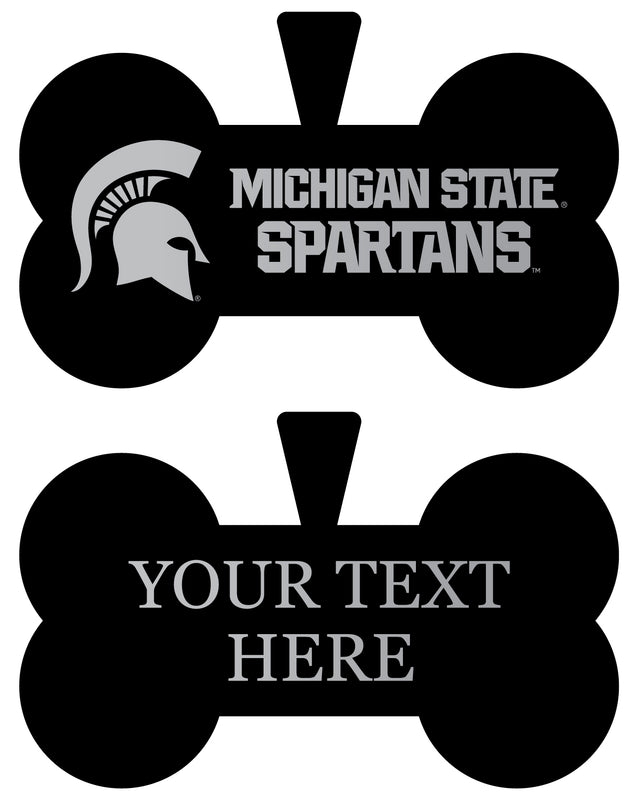 Michigan State Spartans Personalized Matte Black Bone Dog Tag – Engraved Officially Licensed Collegiate Pet ID 