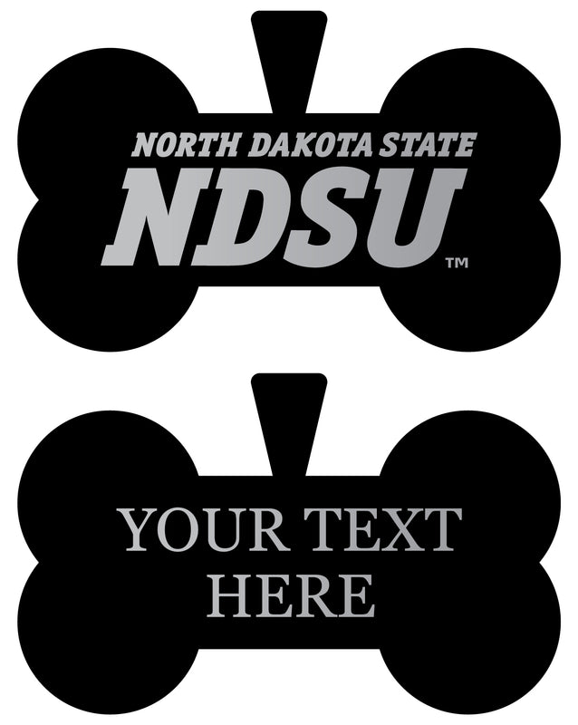 North Dakota State Bison Personalized Matte Black Bone Dog Tag – Engraved Officially Licensed Collegiate Pet ID 
