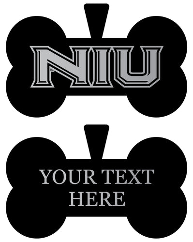 Northern Illinois Huskies Personalized Matte Black Bone Dog Tag – Engraved Officially Licensed Collegiate Pet ID 