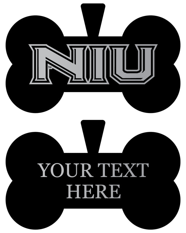 Northern Illinois Huskies Personalized Matte Black Bone Dog Tag – Engraved Officially Licensed Collegiate Pet ID 