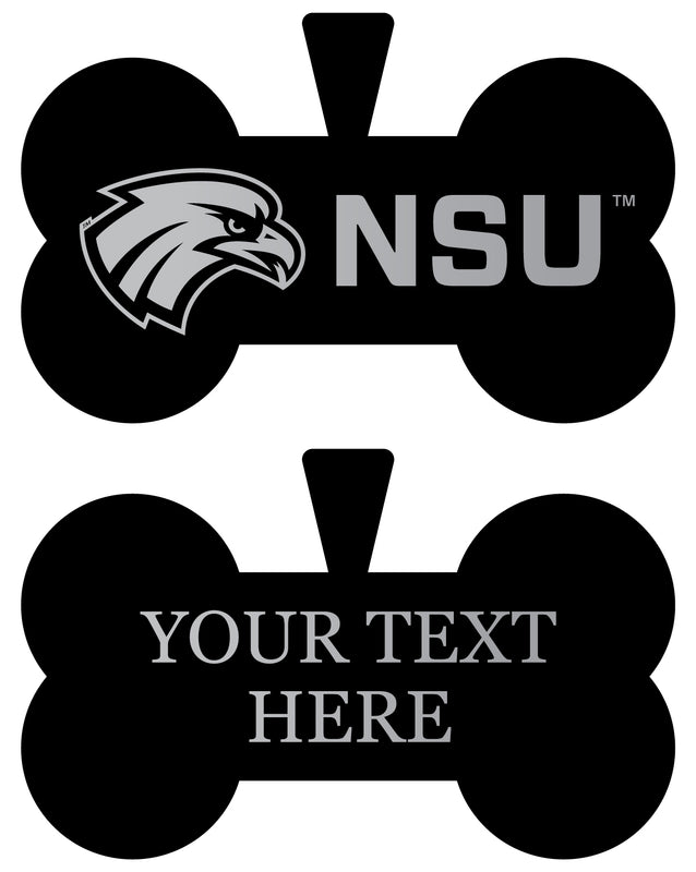 Northeastern State University Riverhawks Personalized Matte Black Bone Dog Tag – Engraved Officially Licensed Collegiate Pet ID 