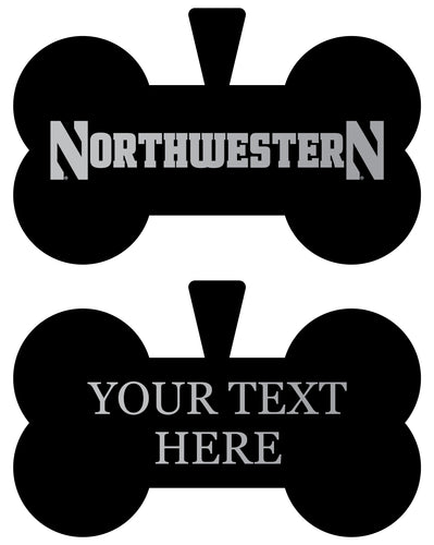 Northwestern University Wildcats Personalized Matte Black Bone Dog Tag – Engraved Officially Licensed Collegiate Pet ID 