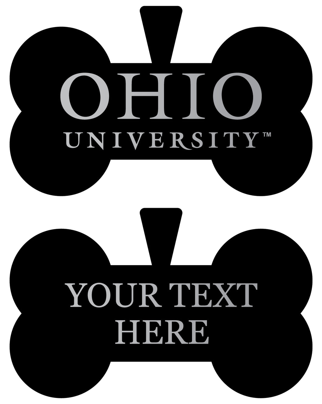 Ohio University Personalized Matte Black Bone Dog Tag – Engraved Officially Licensed Collegiate Pet ID 