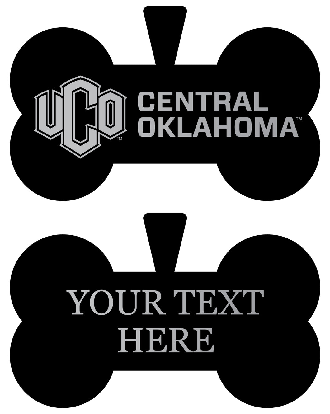 University of Central Oklahoma Bronchos Personalized Matte Black Bone Dog Tag – Engraved Officially Licensed Collegiate Pet ID 