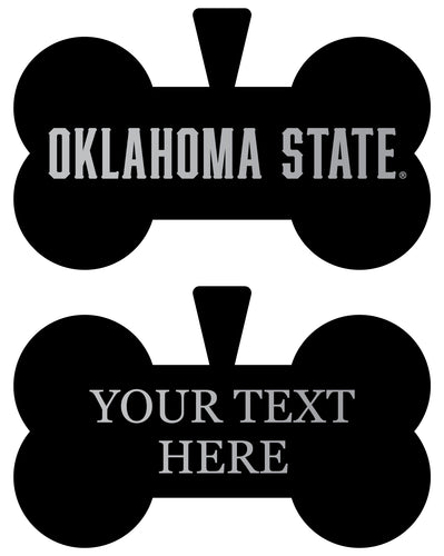 Oklahoma State Cowboys Personalized Matte Black Bone Dog Tag – Engraved Officially Licensed Collegiate Pet ID 
