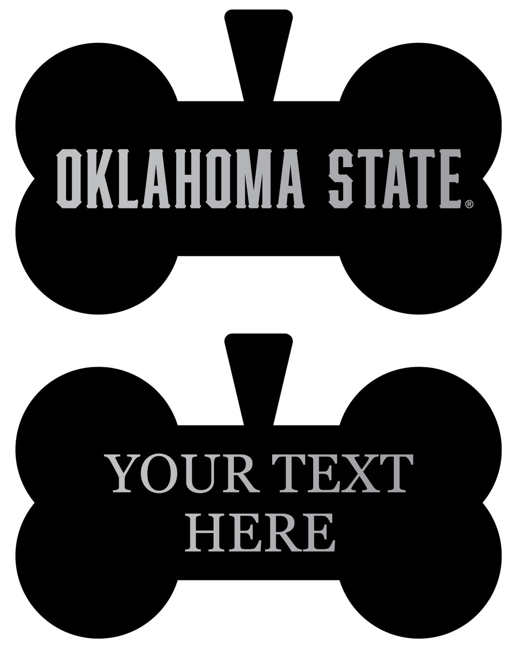 Oklahoma State Cowboys Personalized Matte Black Bone Dog Tag – Engraved Officially Licensed Collegiate Pet ID 