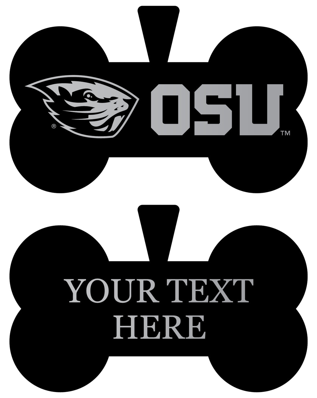 Oregon State Beavers Personalized Matte Black Bone Dog Tag – Engraved Officially Licensed Collegiate Pet ID 