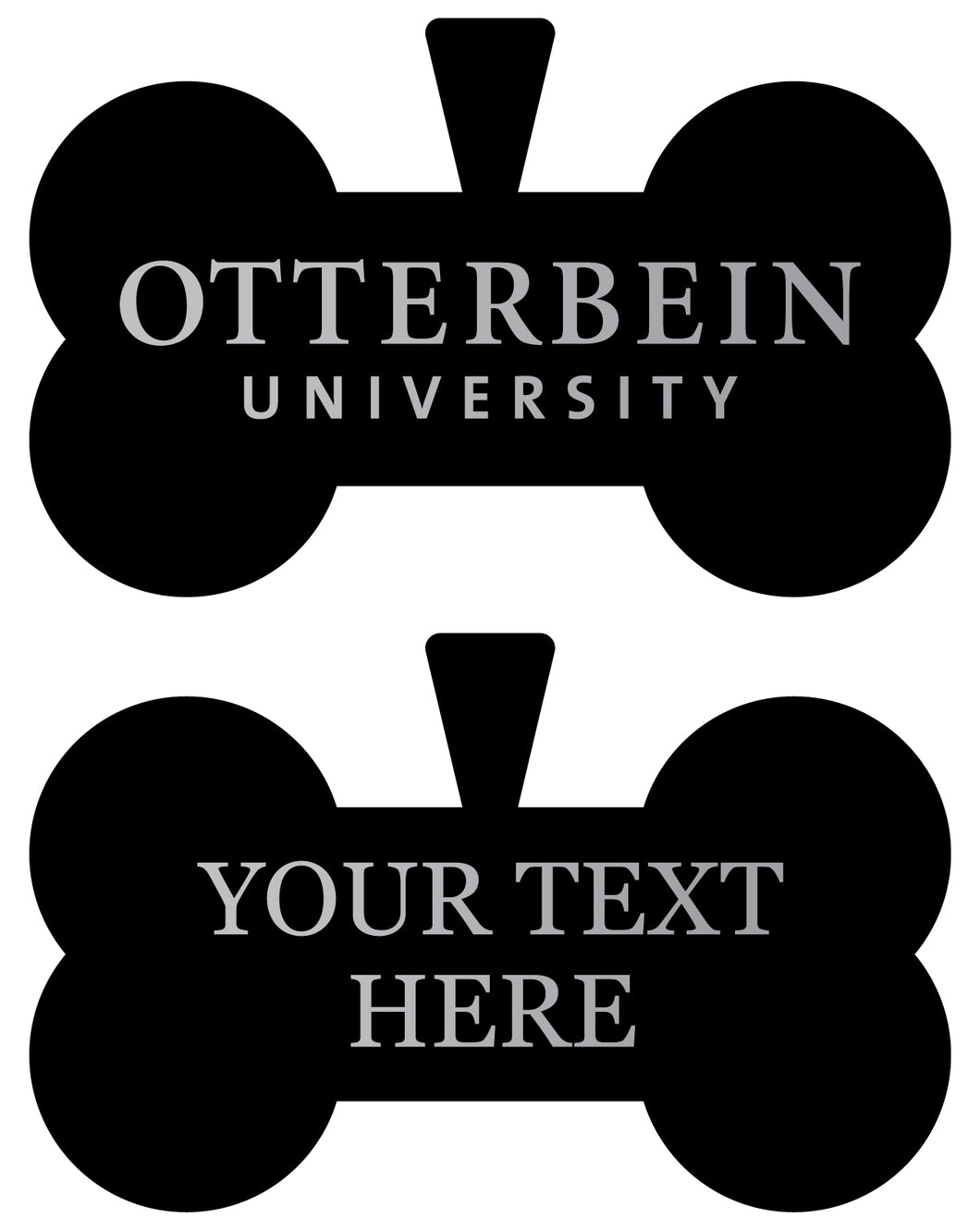 Otterbein University Personalized Matte Black Bone Dog Tag – Engraved Officially Licensed Collegiate Pet ID 