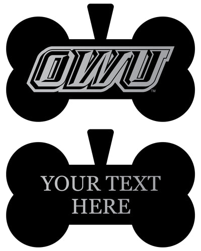 Ohio Wesleyan University Personalized Matte Black Bone Dog Tag – Engraved Officially Licensed Collegiate Pet ID 