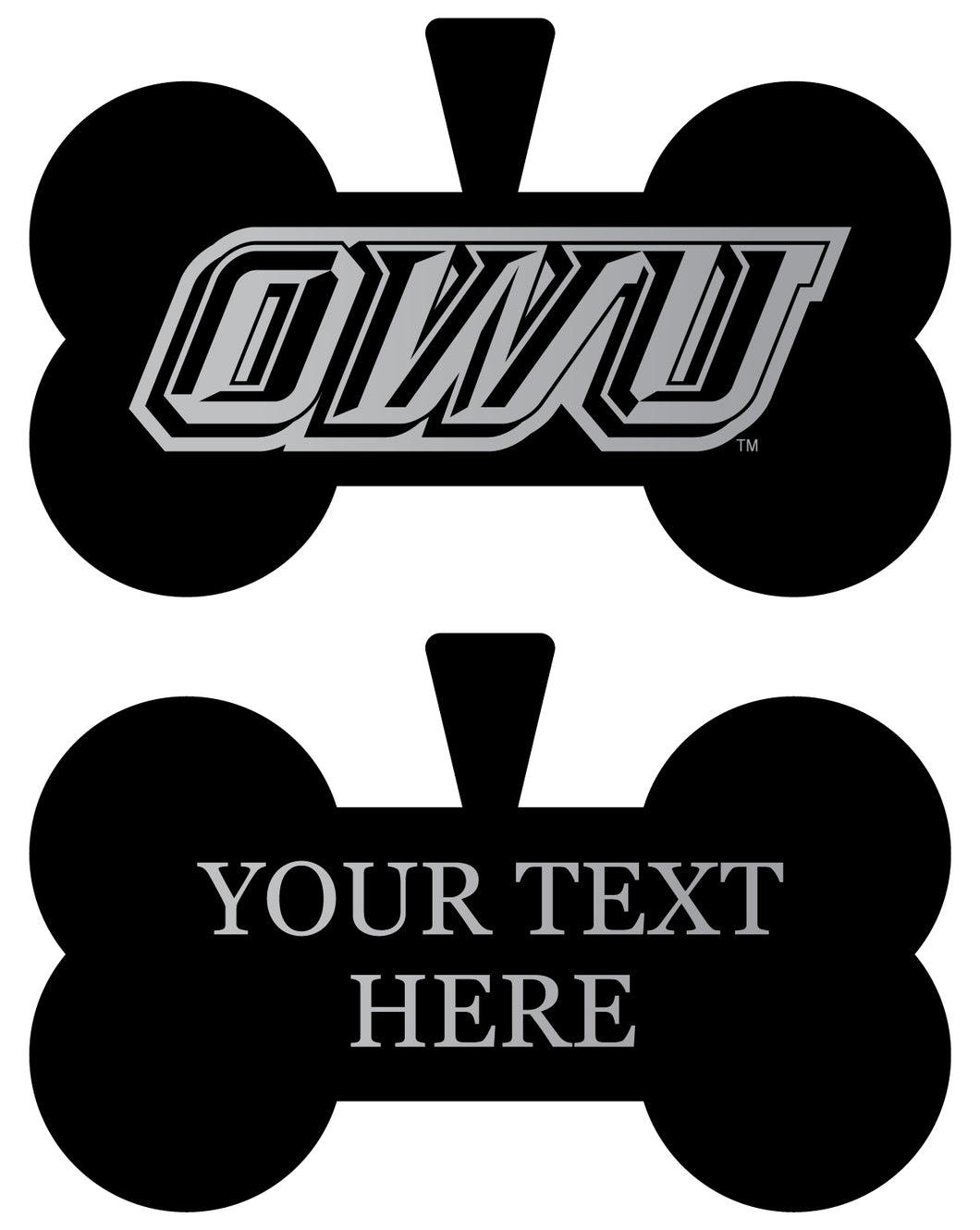 Ohio Wesleyan University Personalized Matte Black Bone Dog Tag – Engraved Officially Licensed Collegiate Pet ID 