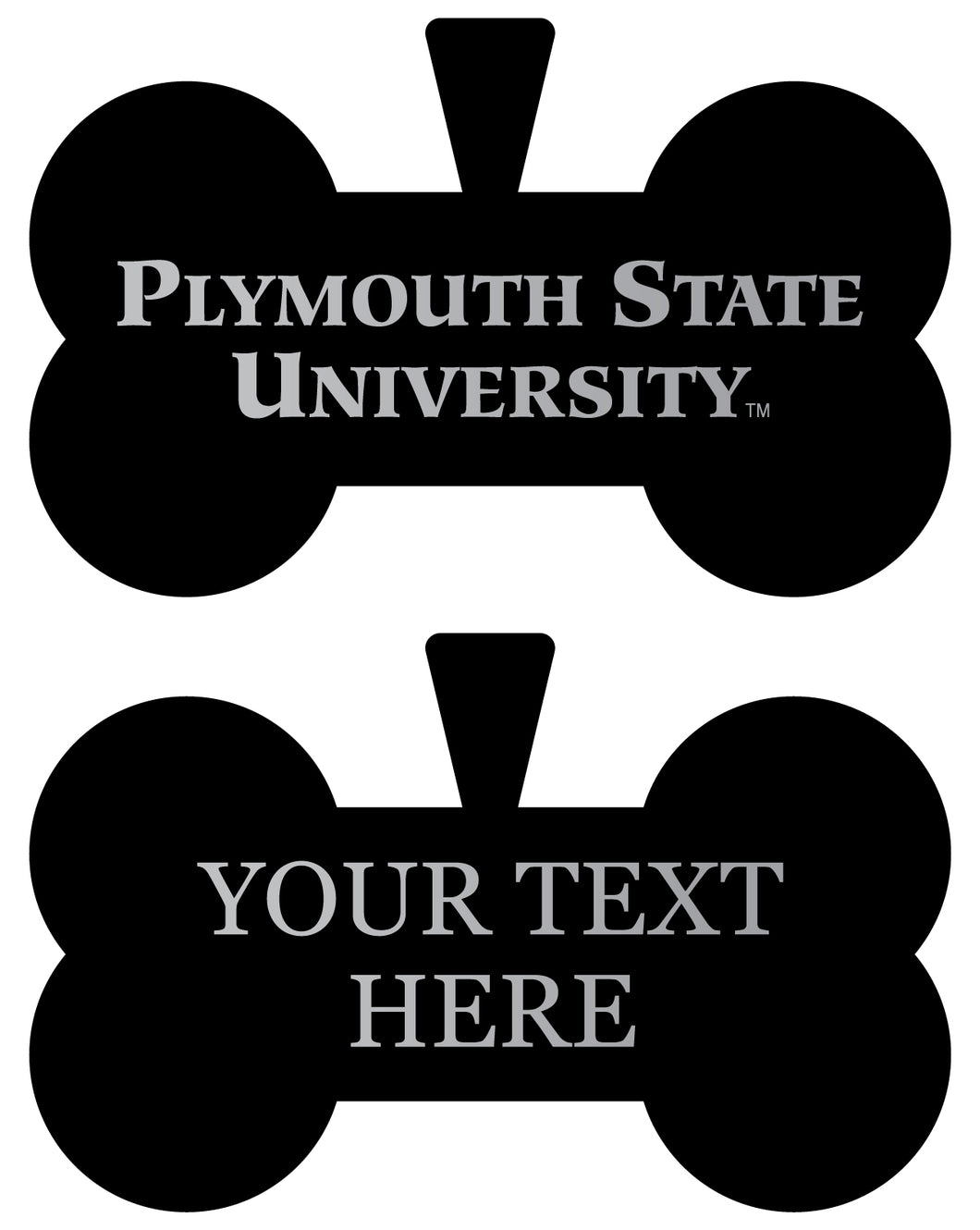 Plymouth State University Personalized Matte Black Bone Dog Tag – Engraved Officially Licensed Collegiate Pet ID 