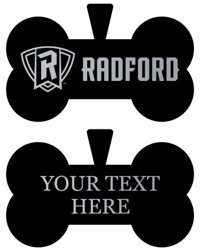 Radford University Highlanders Personalized Matte Black Bone Dog Tag – Engraved Officially Licensed Collegiate Pet ID 