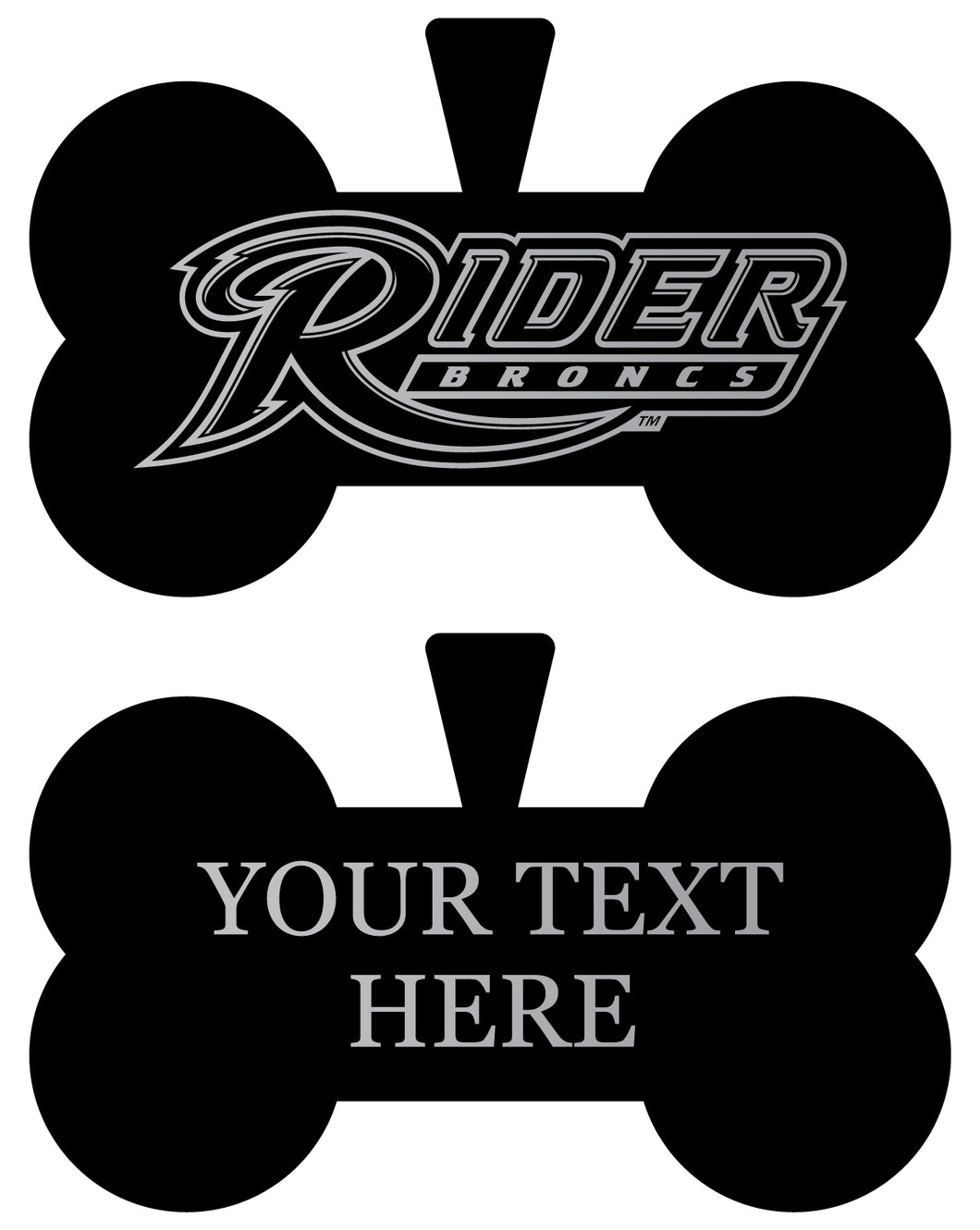 Rider University Broncs Personalized Matte Black Bone Dog Tag – Engraved Officially Licensed Collegiate Pet ID 