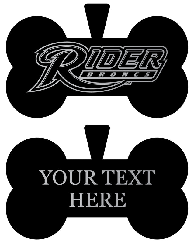 Rider University Broncs Personalized Matte Black Bone Dog Tag – Engraved Officially Licensed Collegiate Pet ID 