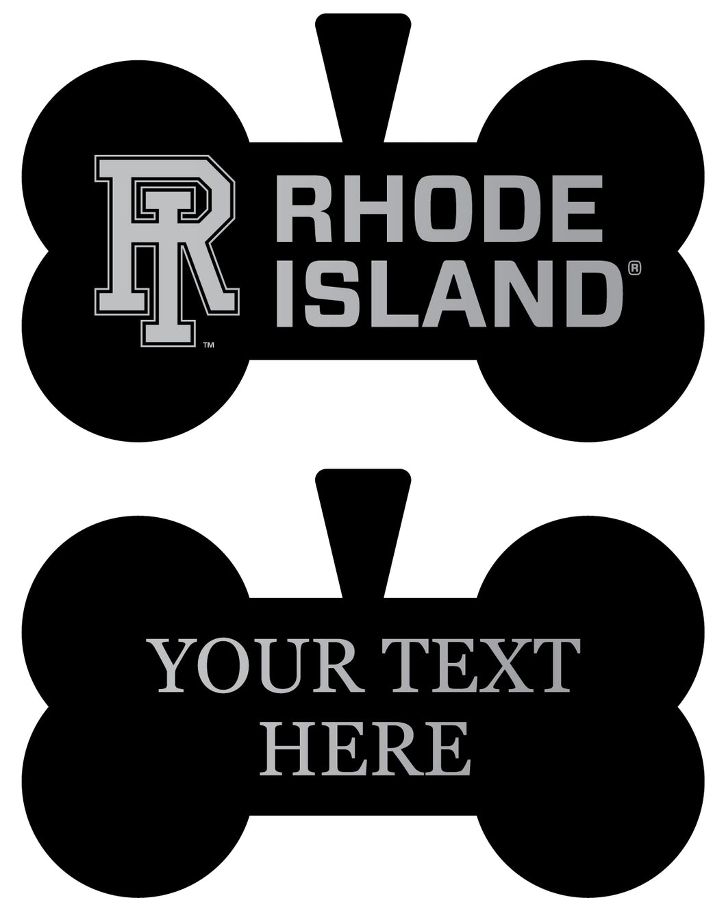 Rhode Island University Personalized Matte Black Bone Dog Tag – Engraved Officially Licensed Collegiate Pet ID 