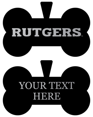 Rutgers Scarlet Knights Personalized Matte Black Bone Dog Tag – Engraved Officially Licensed Collegiate Pet ID 