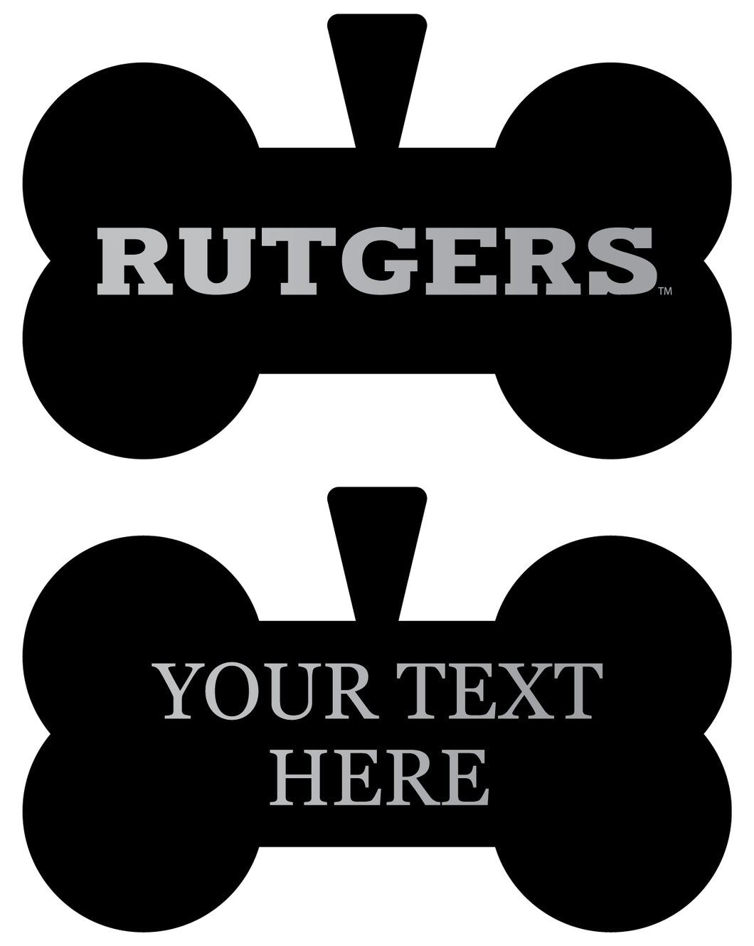 Rutgers Scarlet Knights Personalized Matte Black Bone Dog Tag – Engraved Officially Licensed Collegiate Pet ID 