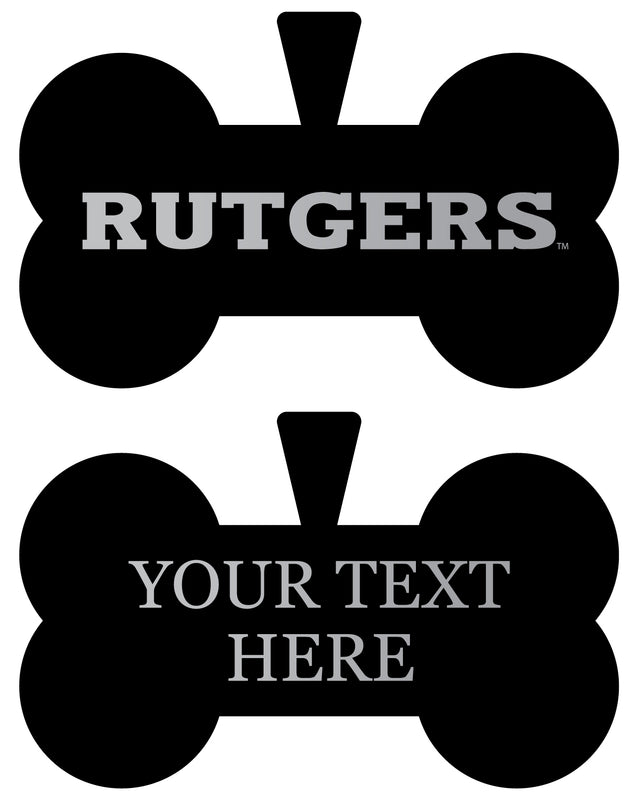 Rutgers Scarlet Knights Personalized Matte Black Bone Dog Tag – Engraved Officially Licensed Collegiate Pet ID 