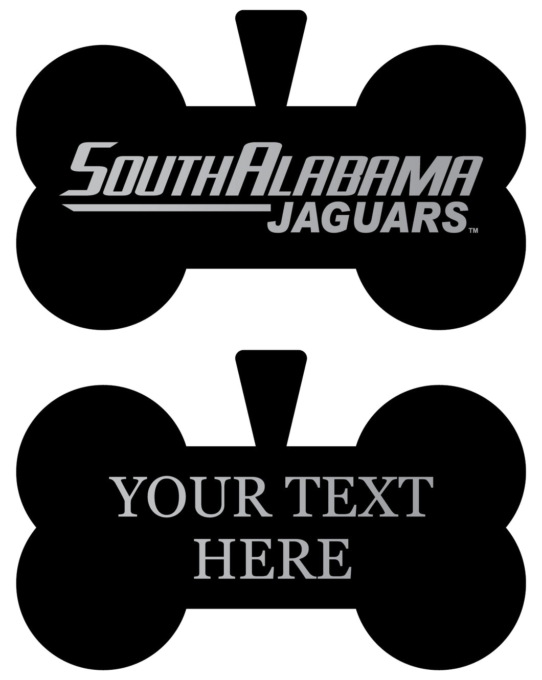 University of South Alabama Personalized Matte Black Bone Dog Tag – Engraved Officially Licensed Collegiate Pet ID 
