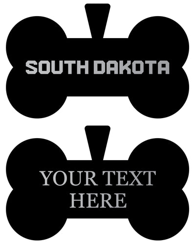 South Dakota Coyotes Personalized Matte Black Bone Dog Tag – Engraved Officially Licensed Collegiate Pet ID 
