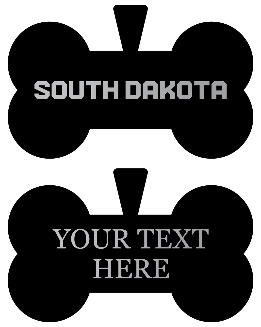 South Dakota Coyotes Personalized Matte Black Bone Dog Tag – Engraved Officially Licensed Collegiate Pet ID 