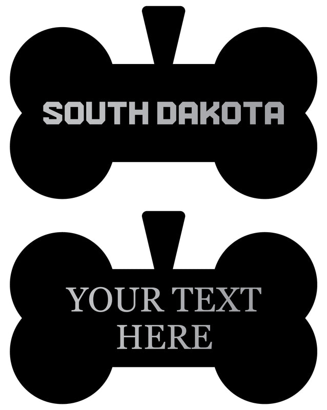 South Dakota Coyotes Personalized Matte Black Bone Dog Tag – Engraved Officially Licensed Collegiate Pet ID 
