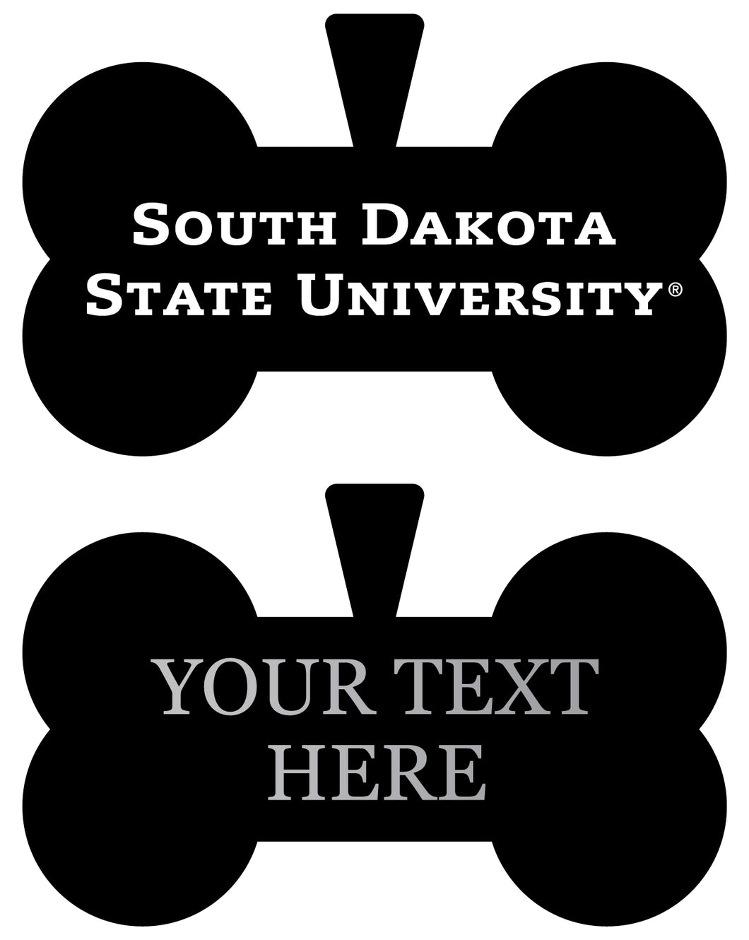 South Dakota State Jackrabbits Personalized Matte Black Bone Dog Tag – Engraved Officially Licensed Collegiate Pet ID 