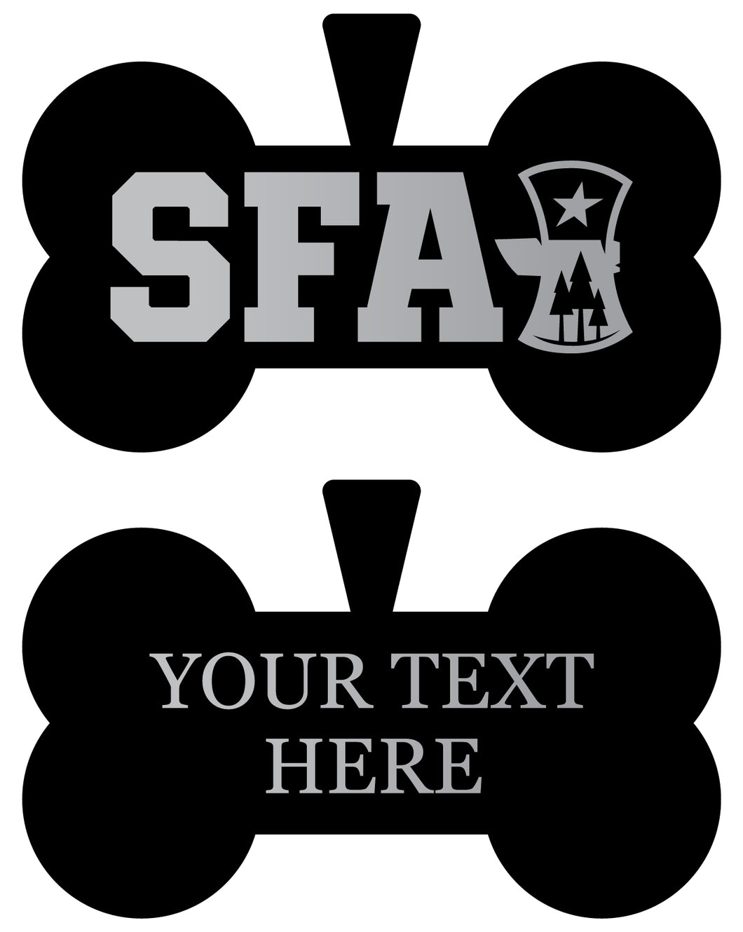 Stephen F. Austin State University Personalized Matte Black Bone Dog Tag – Engraved Officially Licensed Collegiate Pet ID 