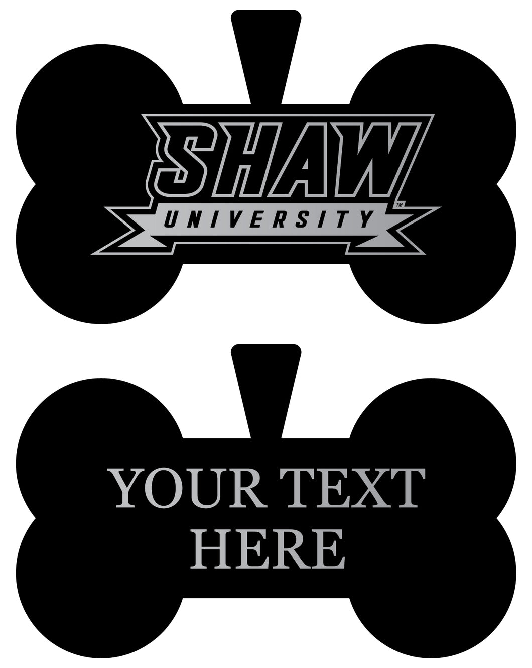 Shaw University Bears Personalized Matte Black Bone Dog Tag – Engraved Officially Licensed Collegiate Pet ID 