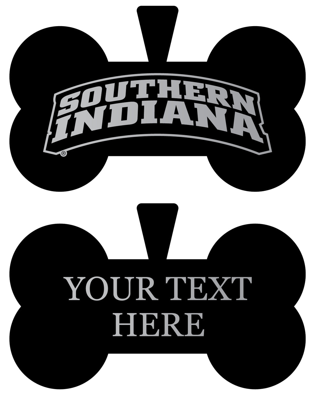 University of Southern Indiana Personalized Matte Black Bone Dog Tag – Engraved Officially Licensed Collegiate Pet ID 