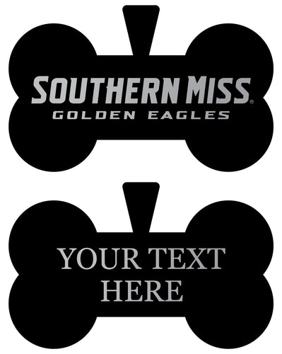 Southern Mississippi Golden Eagles Personalized Matte Black Bone Dog Tag – Engraved Officially Licensed Collegiate Pet ID 