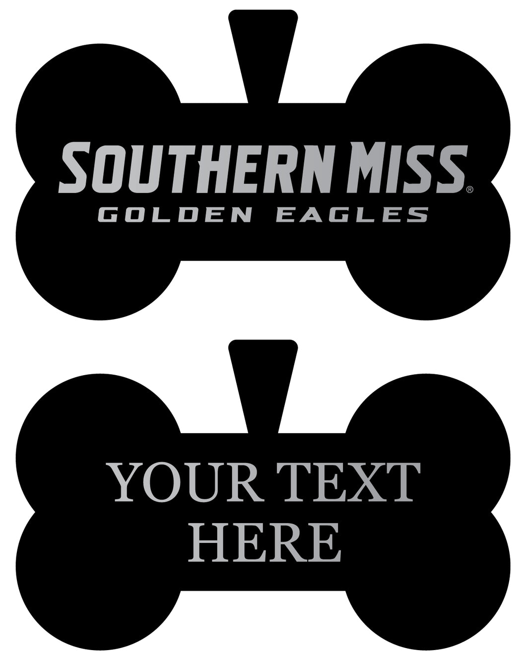 Southern Mississippi Golden Eagles Personalized Matte Black Bone Dog Tag – Engraved Officially Licensed Collegiate Pet ID 