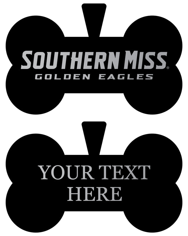 Southern Mississippi Golden Eagles Personalized Matte Black Bone Dog Tag – Engraved Officially Licensed Collegiate Pet ID 