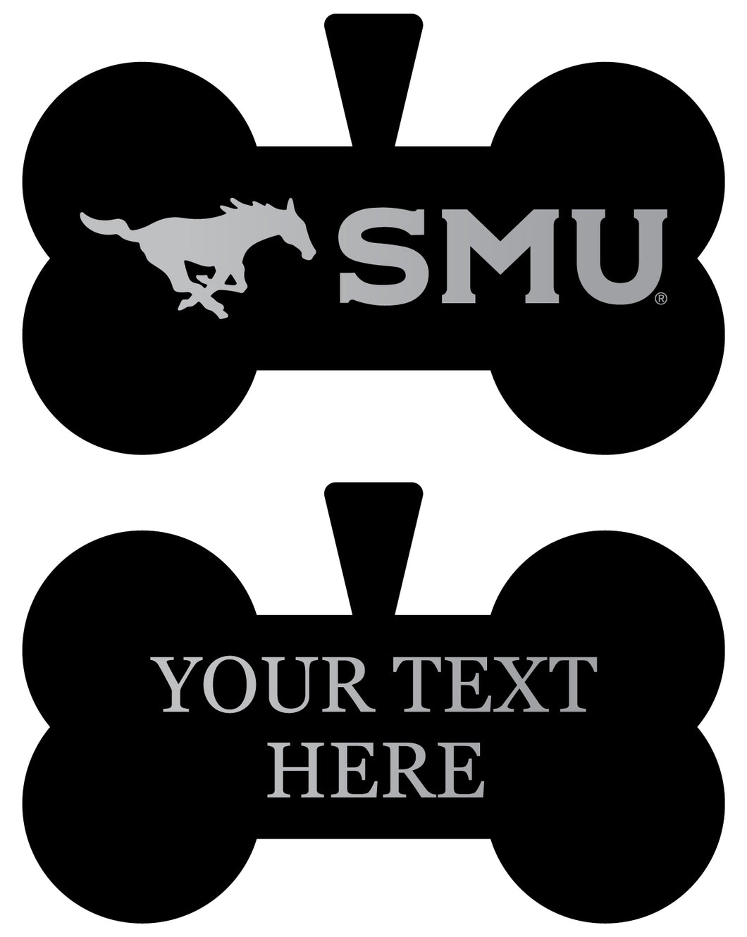 Southern Methodist University Personalized Matte Black Bone Dog Tag – Engraved Officially Licensed Collegiate Pet ID 