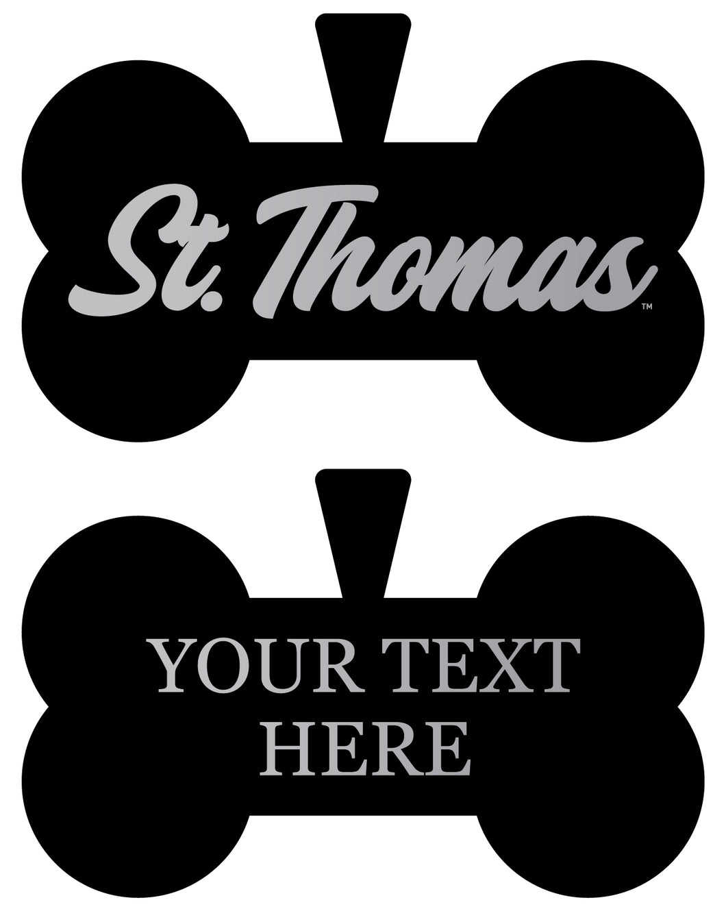 University of St. Thomas Personalized Matte Black Bone Dog Tag – Engraved Officially Licensed Collegiate Pet ID 