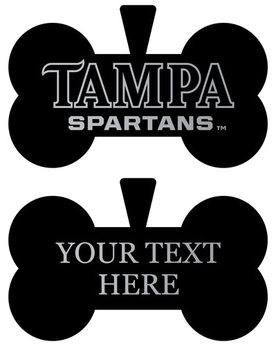 University of Tampa Spartans Personalized Matte Black Bone Dog Tag – Engraved Officially Licensed Collegiate Pet ID 