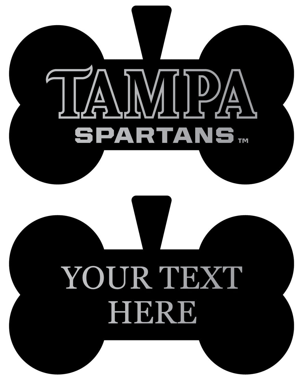 University of Tampa Spartans Personalized Matte Black Bone Dog Tag – Engraved Officially Licensed Collegiate Pet ID 