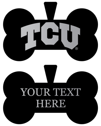 Texas Christian University Personalized Matte Black Bone Dog Tag – Engraved Officially Licensed Collegiate Pet ID 