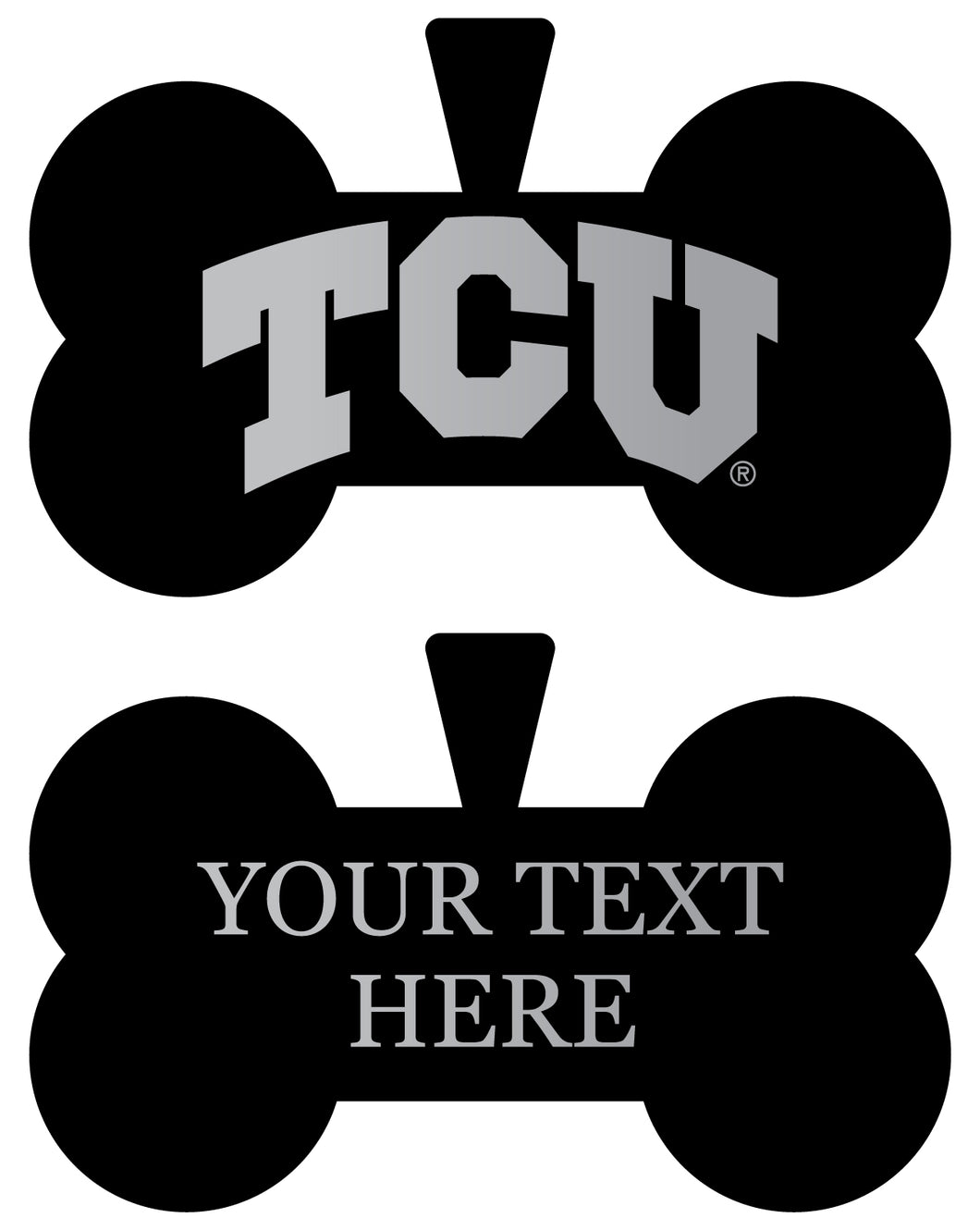 Texas Christian University Personalized Matte Black Bone Dog Tag – Engraved Officially Licensed Collegiate Pet ID 