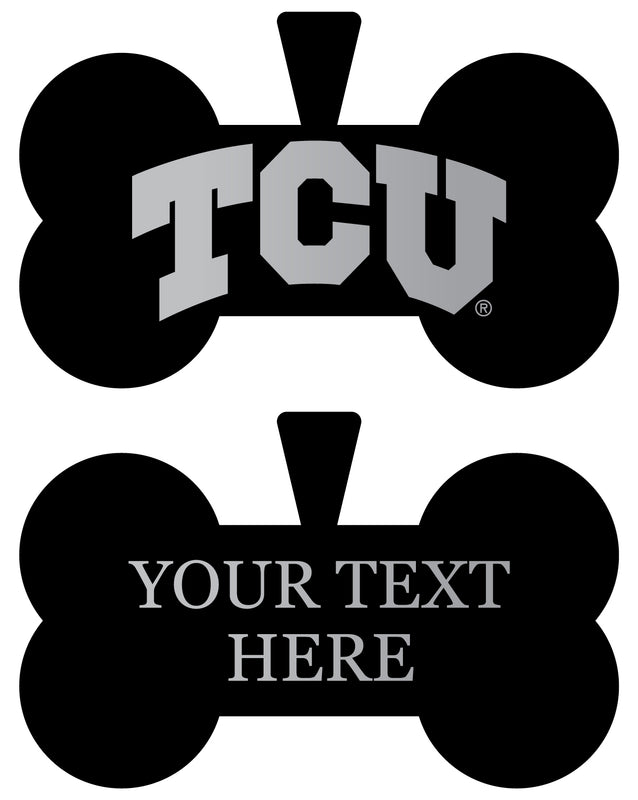 Texas Christian University Personalized Matte Black Bone Dog Tag – Engraved Officially Licensed Collegiate Pet ID 