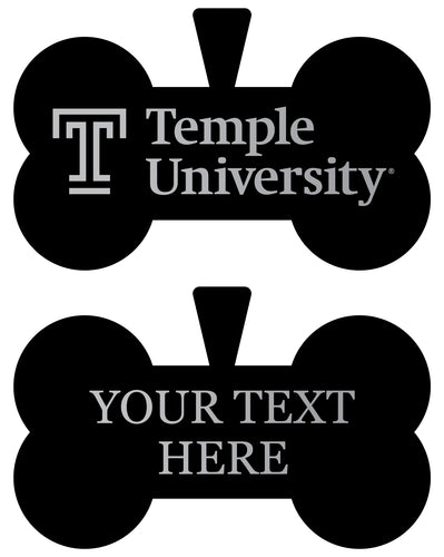 Temple University Personalized Matte Black Bone Dog Tag – Engraved Officially Licensed Collegiate Pet ID 