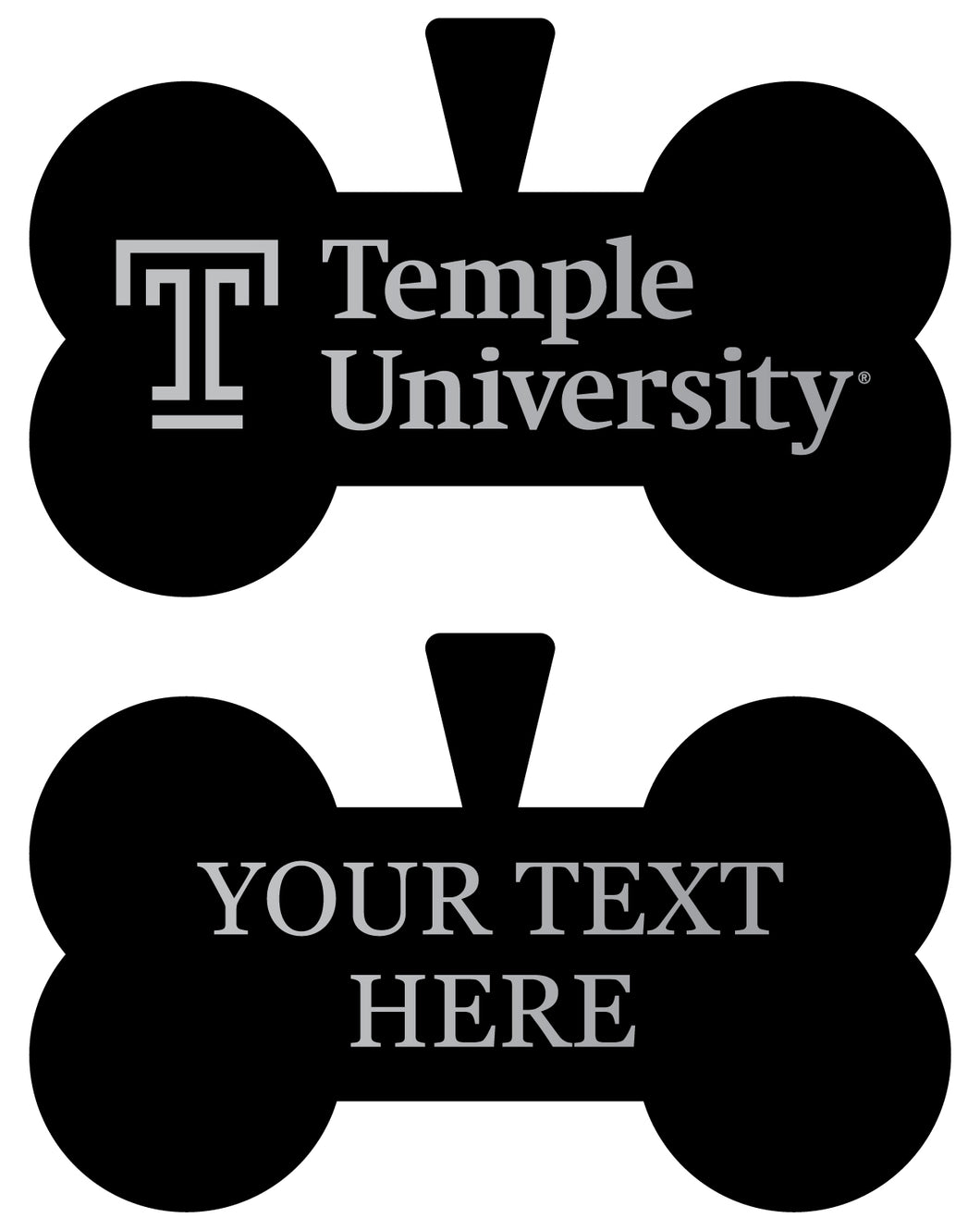 Temple University Personalized Matte Black Bone Dog Tag – Engraved Officially Licensed Collegiate Pet ID 