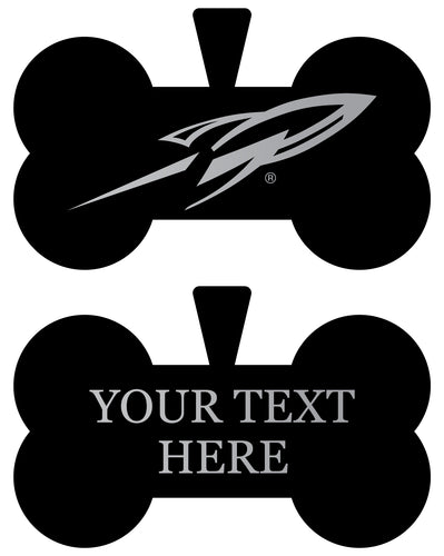 Toledo Rockets Personalized Matte Black Bone Dog Tag – Engraved Officially Licensed Collegiate Pet ID 