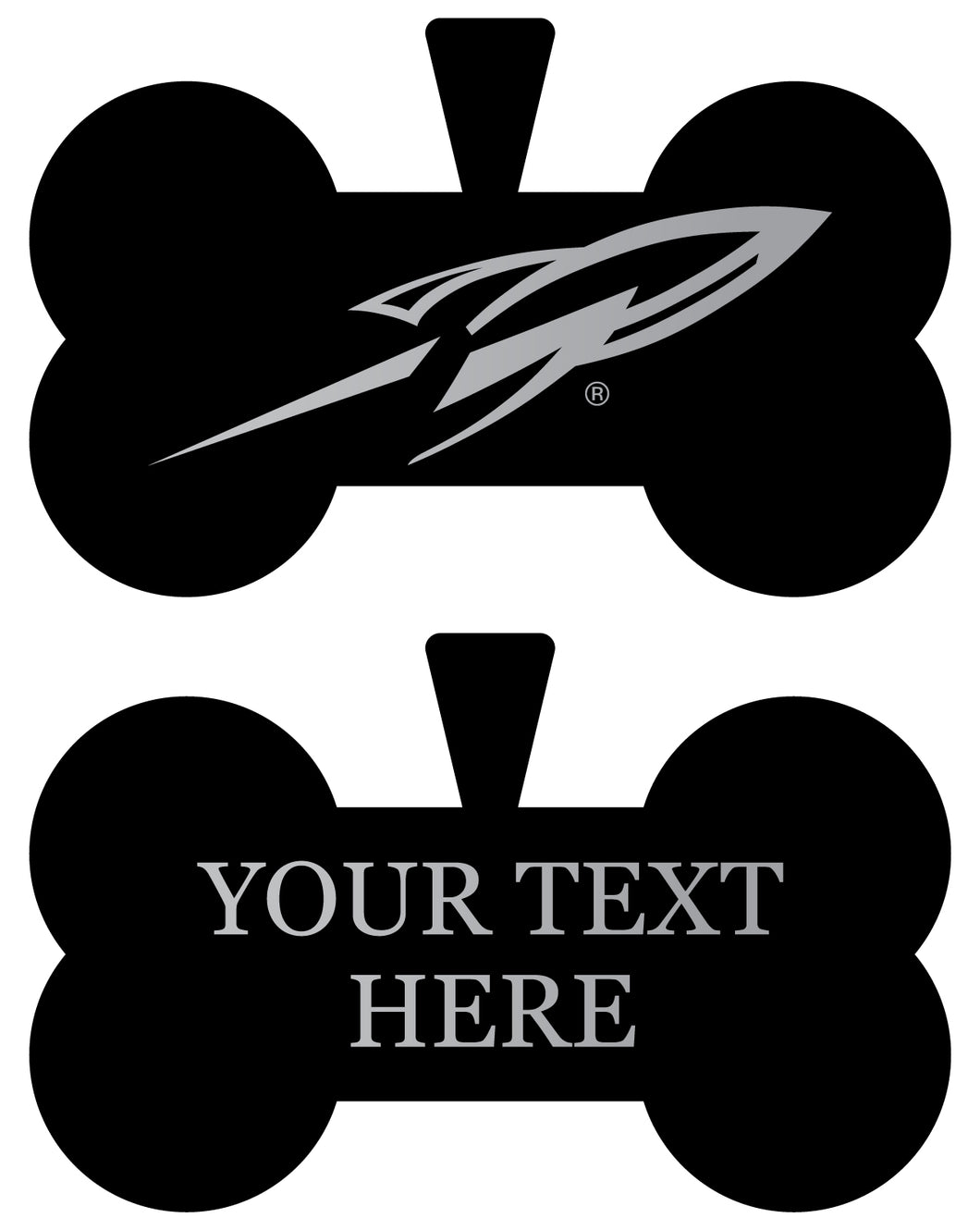 Toledo Rockets Personalized Matte Black Bone Dog Tag – Engraved Officially Licensed Collegiate Pet ID 