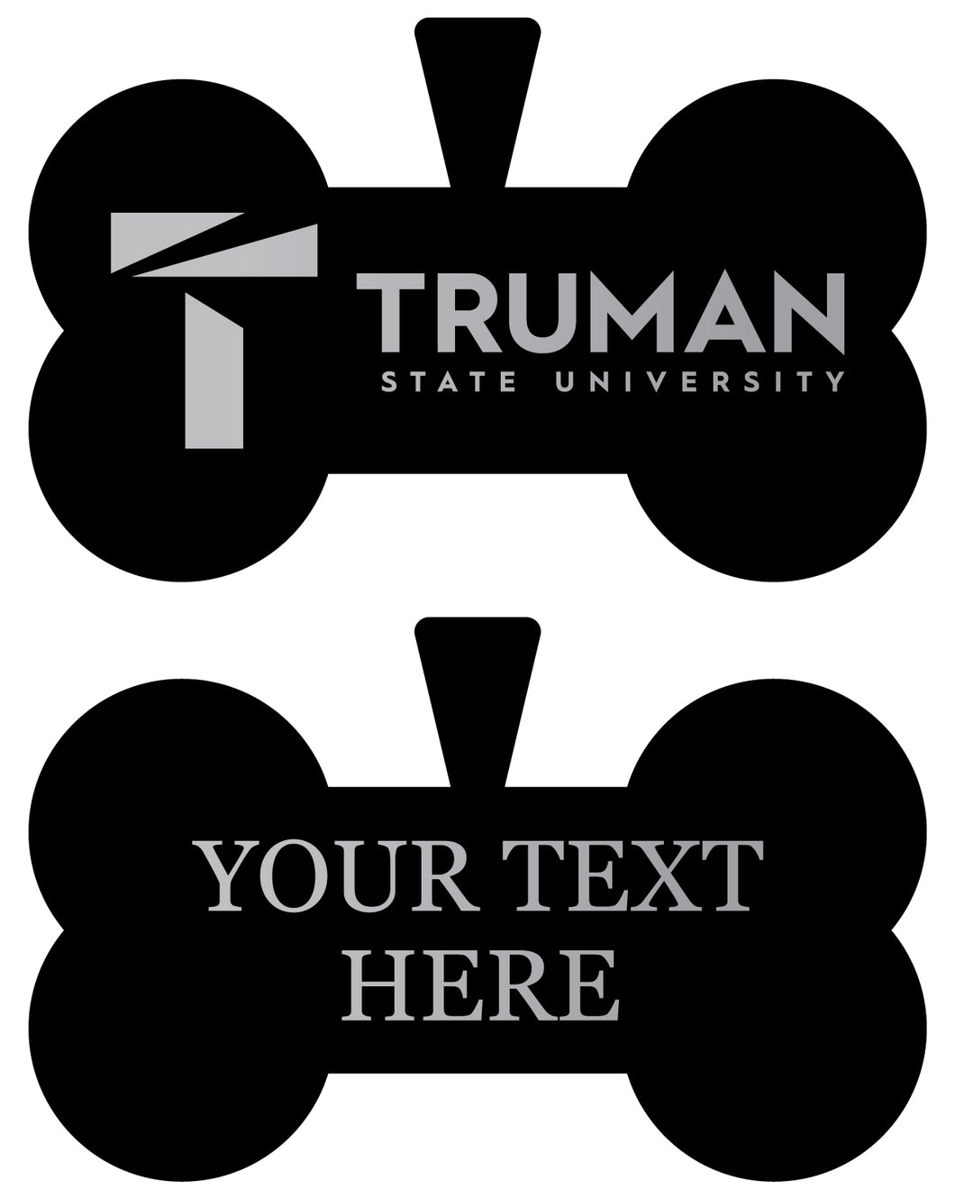 Truman State University Personalized Matte Black Bone Dog Tag – Engraved Officially Licensed Collegiate Pet ID 