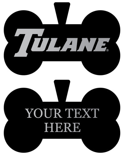 Tulane University Green Wave Personalized Matte Black Bone Dog Tag – Engraved Officially Licensed Collegiate Pet ID 