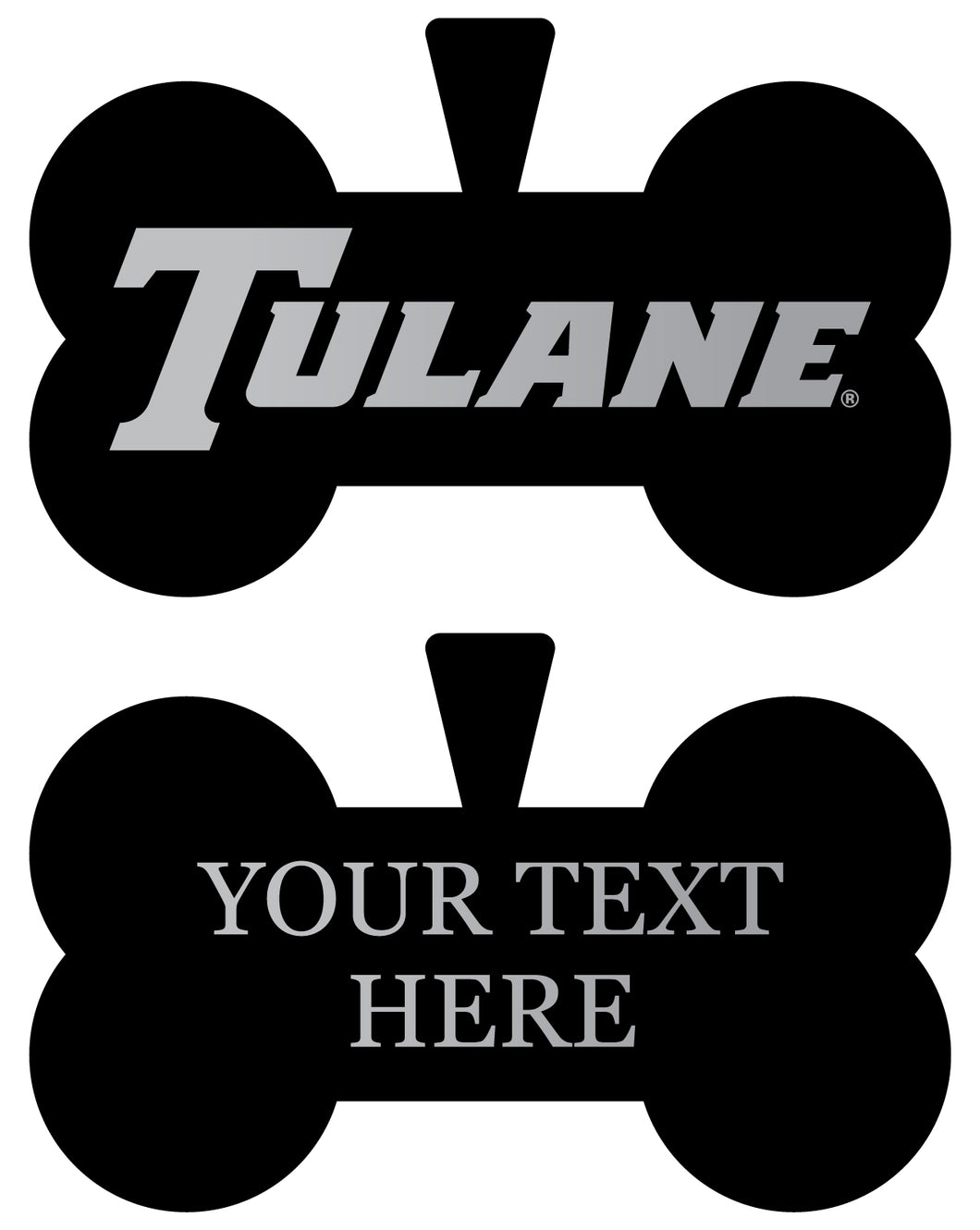Tulane University Green Wave Personalized Matte Black Bone Dog Tag – Engraved Officially Licensed Collegiate Pet ID 