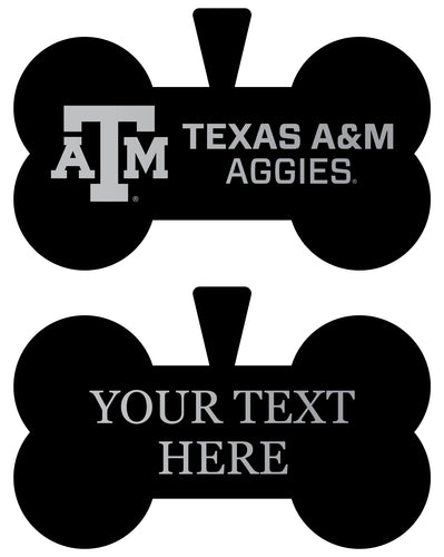 Texas A&M Aggies Personalized Matte Black Bone Dog Tag – Engraved Officially Licensed Collegiate Pet ID 