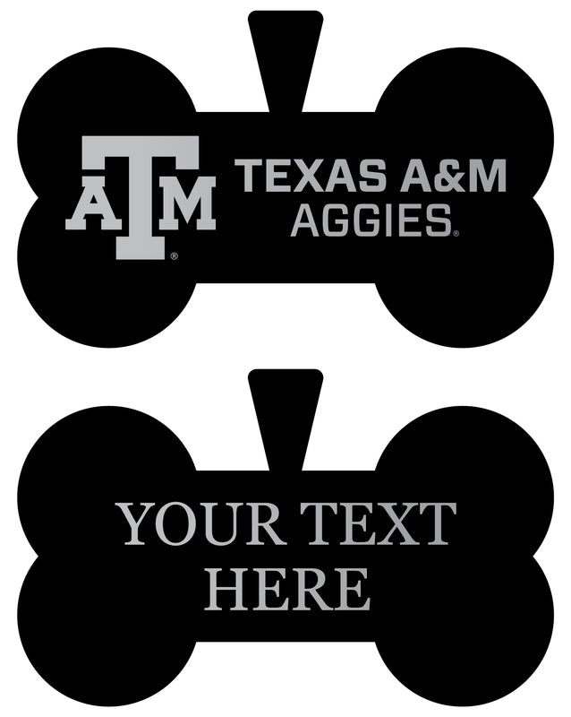 Texas A&M Aggies Personalized Matte Black Bone Dog Tag – Engraved Officially Licensed Collegiate Pet ID 