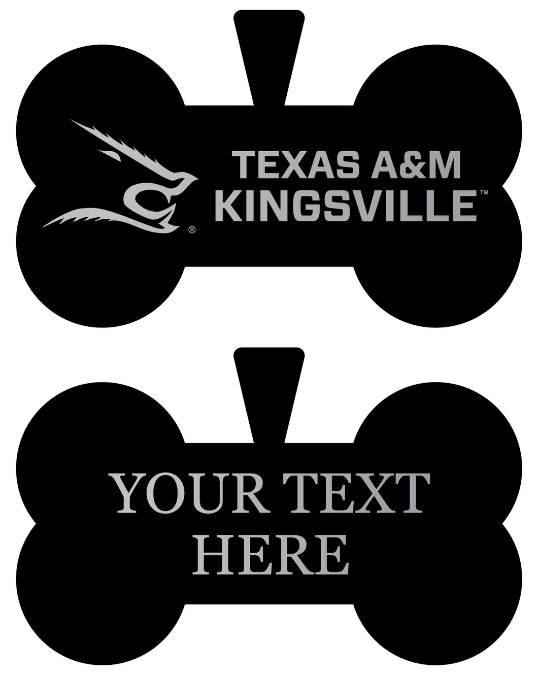 Texas A&M Kingsville Javelinas Personalized Matte Black Bone Dog Tag – Engraved Officially Licensed Collegiate Pet ID 